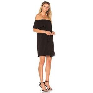 Halston Heritage Black Draped Off-Shoulder Dress
